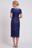 Abito Bodycon Midi Color Mother of the Bride con Spiga Nero Scintillante a Colletto Rotondo