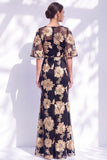 Abito lungo floreale a sposa con spose a maniche mezze con storie a schermo navy