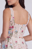 Corsetto floreale avorio Mini abito da laurea a linea quadrata