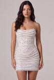 Corsetto bodycon senza spalline Abito bianco con paillettes