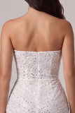 Corsetto bodycon senza spalline Abito bianco con paillettes
