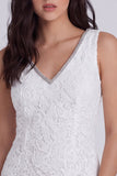 Abito corto corto di laurea corto corto a perline bodycon neck scollo a V