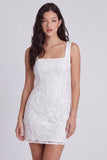 Bodycon Abito Bianco Piccolo Floreale Quadrato