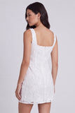 Bodycon Abito Bianco Piccolo Floreale Quadrato