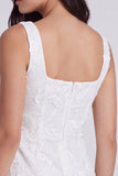 Bodycon Abito Bianco Piccolo Floreale Quadrato
