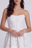 Corsetto floreale A-Line senza spalline Abito bianco