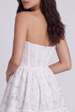 Corsetto floreale A-Line senza spalline Abito bianco