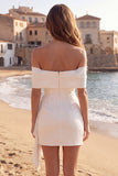 Abito da bridal shower con fiocco in avorio a spalle scoperte arricciata