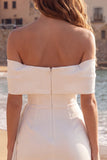 Abito da bridal shower con fiocco in avorio a spalle scoperte arricciata