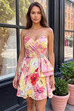Abito rosa A-Line Sweetheart floreale con perline per il ritorno a casa vestito