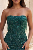 Abito corto di cocktail corto in Borgogna Bodycon Spalline con Frangie e Paillette