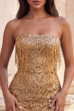 Abito corto di cocktail corto in Borgogna Bodycon Spalline con Frangie e Paillette