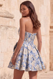 Corsetto senza spalline rosso Jacquard Abito floreale di ritorno a casa con fiocco