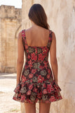 Vestito di ritorno a casa a scatto a livelli con scollo battuto a livelli e scollo a casa con volant