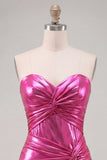 Sweetheart Fucsia A-Line Abito corto a livelli a livelli corto per il ritorno a casa
