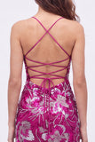 Abito di fine Bodycon blu con spalline con paillettes e perline con pizzo dietro