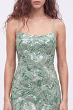 Abito di fine Bodycon blu con spalline con paillettes e perline con pizzo dietro