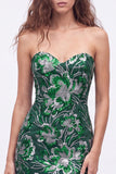 Bodycon paillettes verdi senza spalline Abito corto da ritorno a casa con pizzo sulla schiena