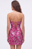 Bodycon paillettes verdi senza spalline Abito corto da ritorno a casa con pizzo sulla schiena