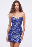 Bodycon paillettes verdi senza spalline Abito corto da ritorno a casa con pizzo sulla schiena