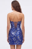 Bodycon paillettes verdi senza spalline Abito corto da ritorno a casa con pizzo sulla schiena