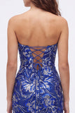 Bodycon paillettes verdi senza spalline Abito corto da ritorno a casa con pizzo sulla schiena