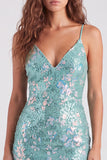 Bodycon Con Paillette Verdi Scintillanti Spalline Con Lacci Vestito di cocktail