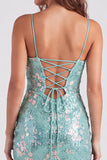 Bodycon Con Paillette Verdi Scintillanti Spalline Con Lacci Vestito di cocktail