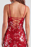 Bodycon Con Paillette Verdi Scintillanti Spalline Con Lacci Vestito di cocktail