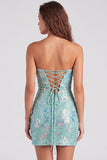 Paillettes bodycon senza spalline rosse scintillanti Vestito corto