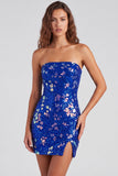 Paillettes bodycon senza spalline rosse scintillanti Vestito corto