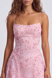 Paillettes rosse a linea A pizzi raccolti dietro spallette Vestito corto