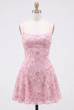 Paillettes rosse a linea A pizzi raccolti dietro spallette Vestito corto