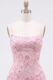Paillettes rosse a linea A pizzi raccolti dietro spallette Vestito corto