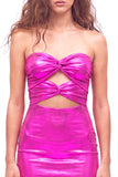 Abito di cocktail Gold Bodycon Keyhole Metallic Neck Indietro