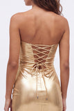 Abito di cocktail Gold Bodycon Keyhole Metallic Neck Indietro