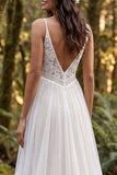 Abito da sposa lungo con spalline a fila d'avorio
