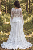 Abito da sposa lungo con scollo a botte in A in avorio con fessura