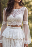 Abito da sposa lungo con scollo a botte in A in avorio con fessura