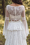 Abito da sposa lungo con scollo a botte in A in avorio con fessura