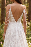 Abito da sposa lungo a spalle fredde in fiori fioreli avorio