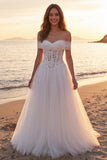 Corsetto lungo in tulle in avorio a fila a scolpa