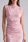 Abito Lungo Formale Floreale con Paillettes Rosa Sirena