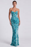 Abito Elegante Rosa Dolce Velluto Corsetto Arricciata con Sirena