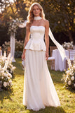 Vestito Maxi in chiffon a linea a spalline viola chiaro con perline