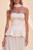 Vestito Maxi in chiffon a linea a spalline viola chiaro con perline