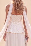 Vestito Maxi in chiffon a linea a spalline viola chiaro con perline