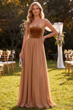 Abito Maxi a linea A con scollo a cappola khaki e perline