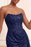 Champagne scintillante Bodycon Paillettes Corsetto Vestito corto di cocktail con fascia
