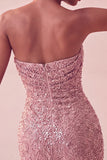 Vestito corto bodycon blu navy senza spalline scintillante con paillettes